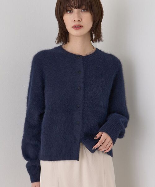 Rouge vif la cle/ルージュ・ヴィフ ラクレ フォックスウールクルーネッククルミ釦カーディガン ネイビー F