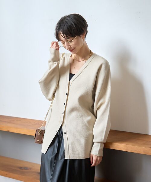 Rouge vif la cle / ルージュ・ヴィフ ラクレ カーディガン・ボレロ | 変形オーバールーズニットカーディガン | 詳細1