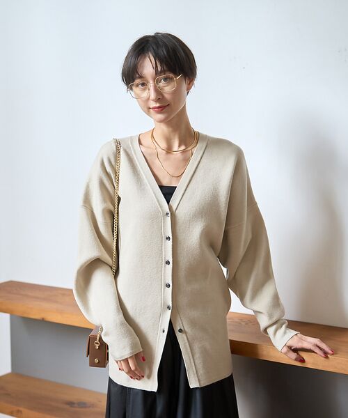 Rouge vif la cle / ルージュ・ヴィフ ラクレ カーディガン・ボレロ | 変形オーバールーズニットカーディガン | 詳細2