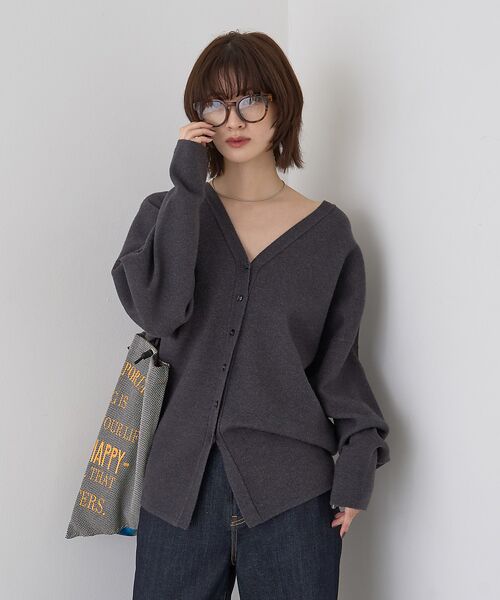 Rouge vif la cle / ルージュ・ヴィフ ラクレ カーディガン・ボレロ | 変形オーバールーズニットカーディガン | 詳細13