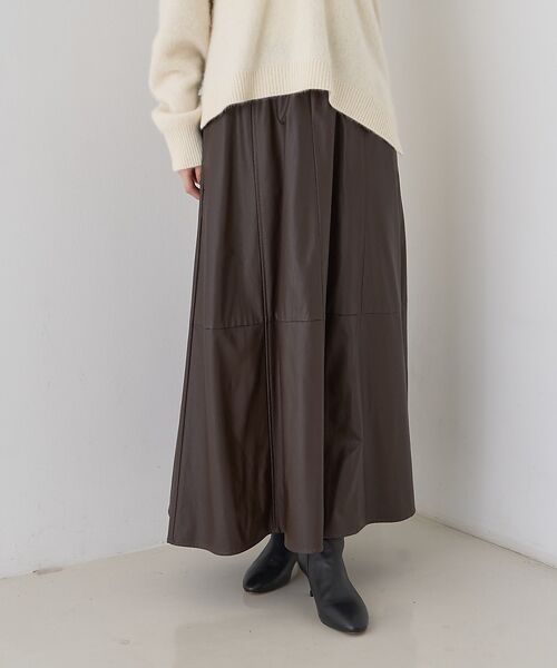 Rouge vif la cle / ルージュ・ヴィフ ラクレ ロング・マキシ丈スカート | フェイクレザーフレアスカート | 詳細1