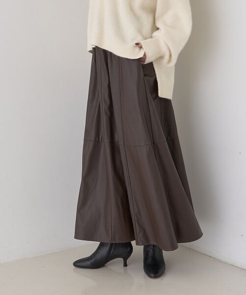 Rouge vif la cle / ルージュ・ヴィフ ラクレ ロング・マキシ丈スカート | フェイクレザーフレアスカート | 詳細3