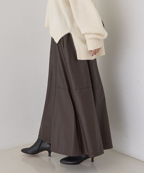 Rouge vif la cle / ルージュ・ヴィフ ラクレ ロング・マキシ丈スカート | フェイクレザーフレアスカート | 詳細4