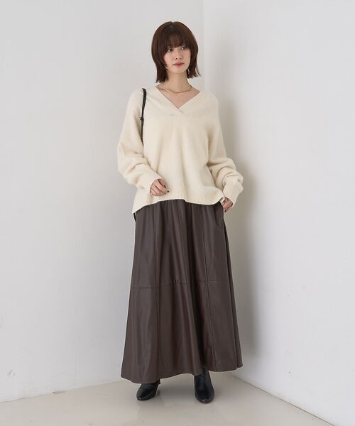 Rouge vif la cle / ルージュ・ヴィフ ラクレ ロング・マキシ丈スカート | フェイクレザーフレアスカート | 詳細7