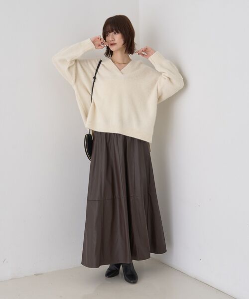 Rouge vif la cle / ルージュ・ヴィフ ラクレ ロング・マキシ丈スカート | フェイクレザーフレアスカート | 詳細8