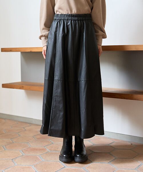 Rouge vif la cle / ルージュ・ヴィフ ラクレ ロング・マキシ丈スカート | フェイクレザーフレアスカート | 詳細21