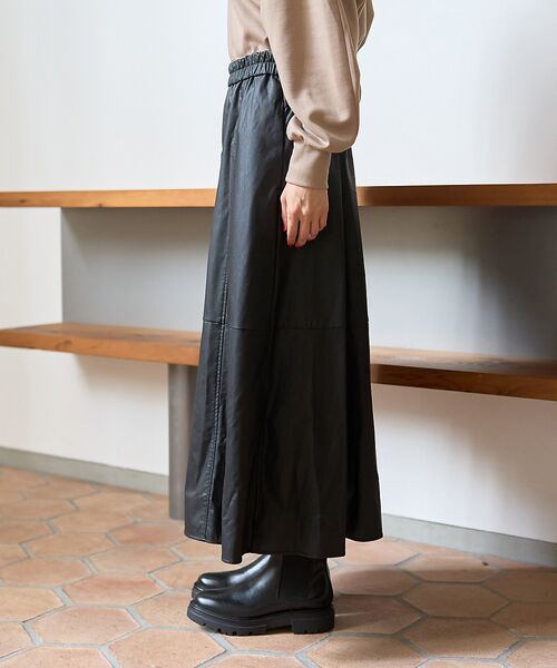 Rouge vif la cle / ルージュ・ヴィフ ラクレ ロング・マキシ丈スカート | フェイクレザーフレアスカート | 詳細22