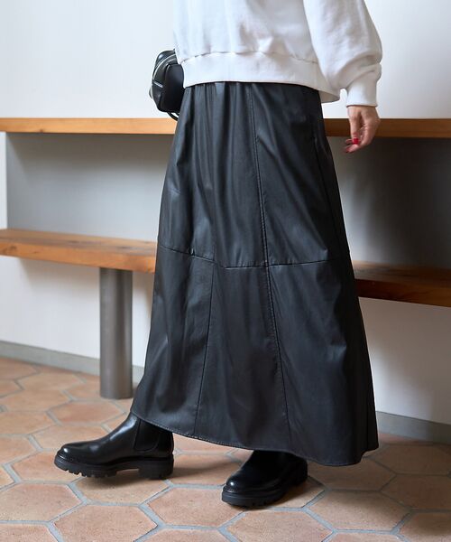 Rouge vif la cle / ルージュ・ヴィフ ラクレ ロング・マキシ丈スカート | フェイクレザーフレアスカート | 詳細13