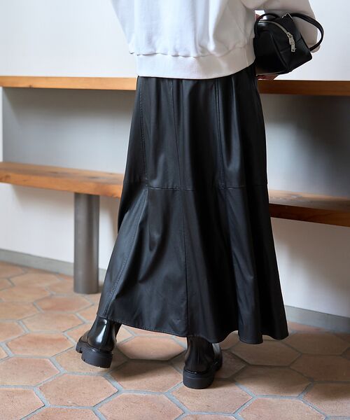 Rouge vif la cle / ルージュ・ヴィフ ラクレ ロング・マキシ丈スカート | フェイクレザーフレアスカート | 詳細15