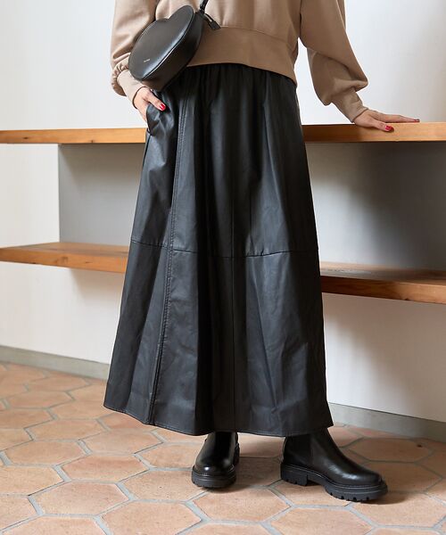 Rouge vif la cle / ルージュ・ヴィフ ラクレ ロング・マキシ丈スカート | フェイクレザーフレアスカート | 詳細16
