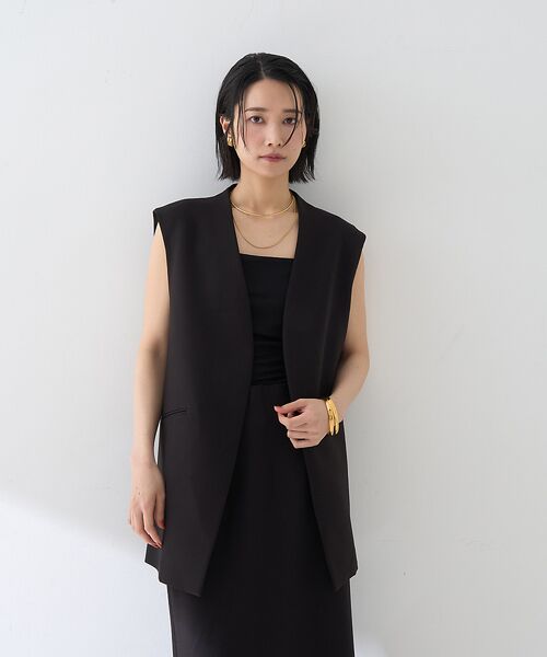 Rouge vif la cle / ルージュ・ヴィフ ラクレ ベスト | 【セットアップ2点セット】ダブルクロス ジレ×パンツ | 詳細7