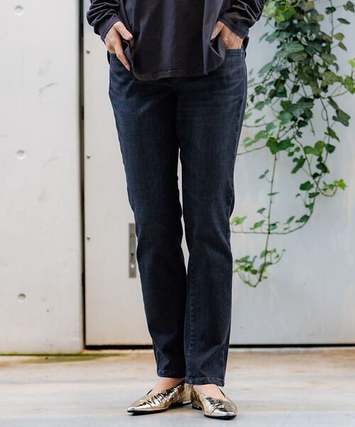 Rouge vif la cle/ルージュ・ヴィフ ラクレ 【SOMETHING/サムシング】BODYFIREテーパードデニムパンツ【暖】/ ブラック 26 Rouge vif la cle/ルージュ・ヴィフ ラクレ 【SOMETHING/サムシング】BODYFIREテーパードデニムパンツ【暖】/ ブラック 26