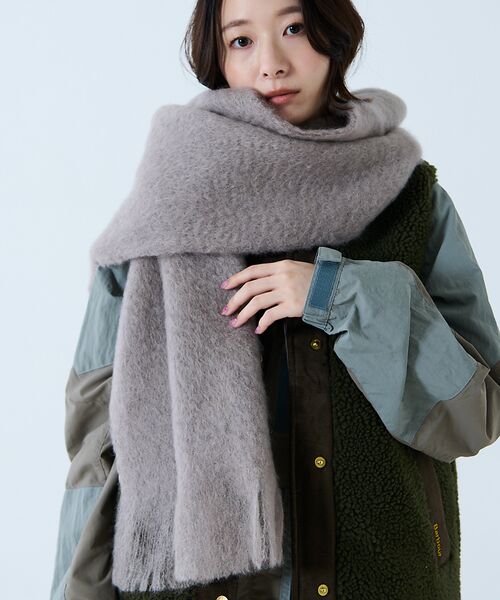 Rouge vif la cle/ルージュ・ヴィフ ラクレ 【814 EZCARAY / エスカライ】モヘアストール / マフラー / 大判 グレージュ F Rouge vif la cle/ルージュ・ヴィフ ラクレ 【814 EZCARAY / エスカライ】モヘアストール / マフラー / 大判 グレージュ F