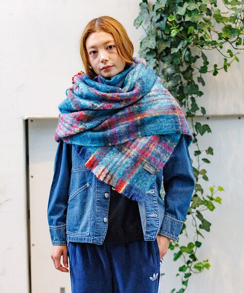 Rouge vif la cle / ルージュ・ヴィフ ラクレ マフラー・ショール・スヌード・ストール | 【Pierre Quioc / ピエールキオック】モヘア混チェックストール / | 詳細13