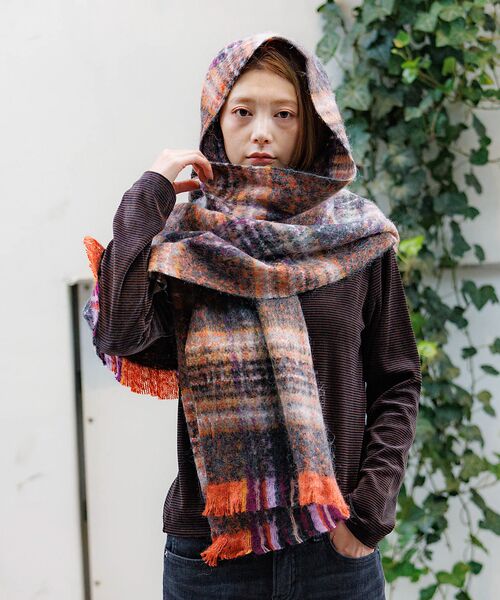 Rouge vif la cle / ルージュ・ヴィフ ラクレ マフラー・ショール・スヌード・ストール | 【Pierre Quioc / ピエールキオック】モヘア混チェックストール / | 詳細24