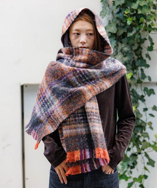 Rouge vif la cle / ルージュ・ヴィフ ラクレ マフラー・ショール・スヌード・ストール | 【Pierre Quioc / ピエールキオック】モヘア混チェックストール / | 詳細25