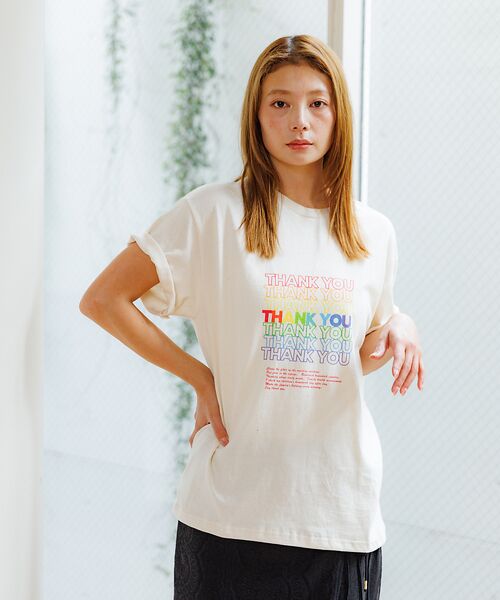 Rouge vif la cle / ルージュ・ヴィフ ラクレ Tシャツ | 【Le Melange/ル・メランジュ】カラフルロゴTシャツ/#8541001T | 詳細3