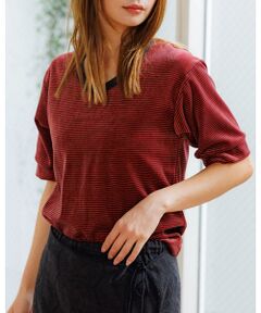 Rouge vif la cle / ルージュ・ヴィフ ラクレ Tシャツ | 【Le Melange/ル・メランジュ】ベロアボーダーTシャツ/#8541007