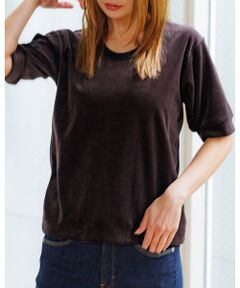 Rouge vif la cle / ルージュ・ヴィフ ラクレ Tシャツ | 【Le Melange/ル・メランジュ】ベロアボーダーTシャツ/#8541007