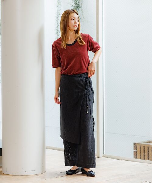 Rouge vif la cle / ルージュ・ヴィフ ラクレ Tシャツ | 【Le Melange/ル・メランジュ】ベロアボーダーTシャツ/#8541007 | 詳細1