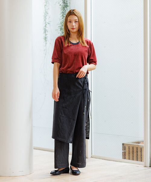 Rouge vif la cle / ルージュ・ヴィフ ラクレ Tシャツ | 【Le Melange/ル・メランジュ】ベロアボーダーTシャツ/#8541007 | 詳細2