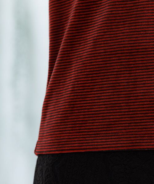 Rouge vif la cle / ルージュ・ヴィフ ラクレ Tシャツ | 【Le Melange/ル・メランジュ】ベロアボーダーTシャツ/#8541007 | 詳細9