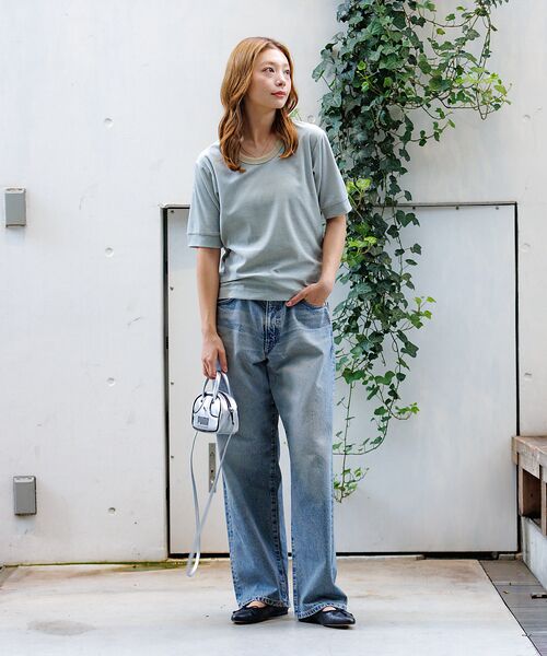 Rouge vif la cle / ルージュ・ヴィフ ラクレ Tシャツ | 【Le Melange/ル・メランジュ】ベロアボーダーTシャツ/#8541007 | 詳細13