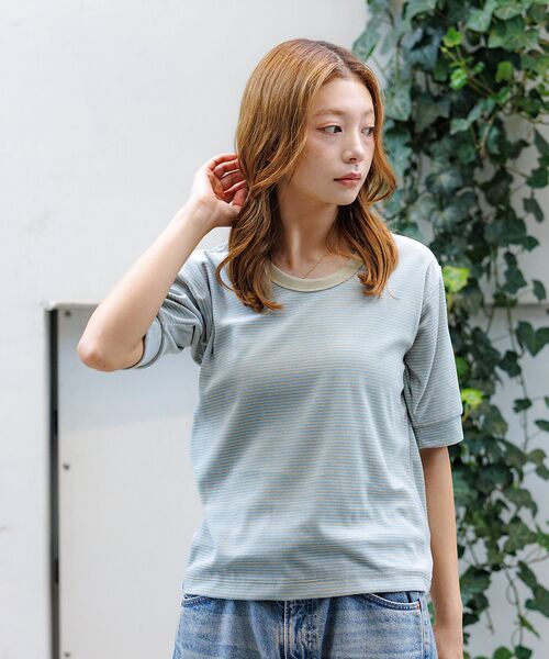 Rouge vif la cle / ルージュ・ヴィフ ラクレ Tシャツ | 【Le Melange/ル・メランジュ】ベロアボーダーTシャツ/#8541007 | 詳細14