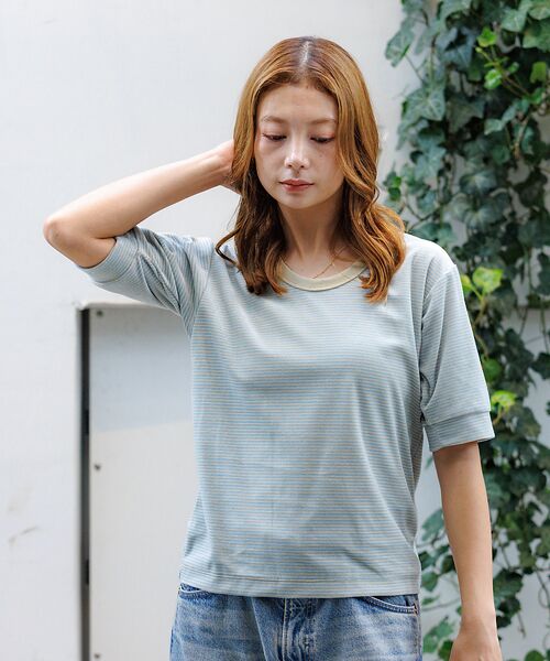 Rouge vif la cle / ルージュ・ヴィフ ラクレ Tシャツ | 【Le Melange/ル・メランジュ】ベロアボーダーTシャツ/#8541007 | 詳細15