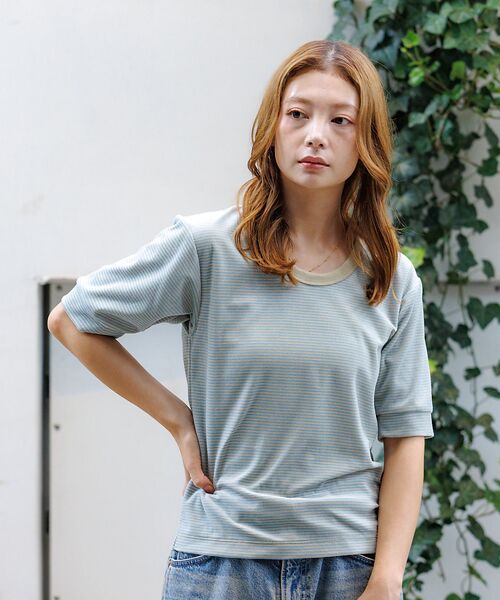 Rouge vif la cle / ルージュ・ヴィフ ラクレ Tシャツ | 【Le Melange/ル・メランジュ】ベロアボーダーTシャツ/#8541007 | 詳細16