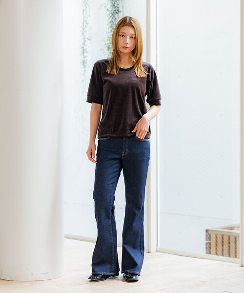 Rouge vif la cle / ルージュ・ヴィフ ラクレ Tシャツ | 【Le Melange/ル・メランジュ】ベロアボーダーTシャツ/#8541007 | 詳細18