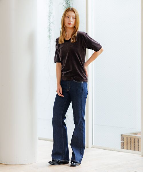 Rouge vif la cle / ルージュ・ヴィフ ラクレ Tシャツ | 【Le Melange/ル・メランジュ】ベロアボーダーTシャツ/#8541007 | 詳細19