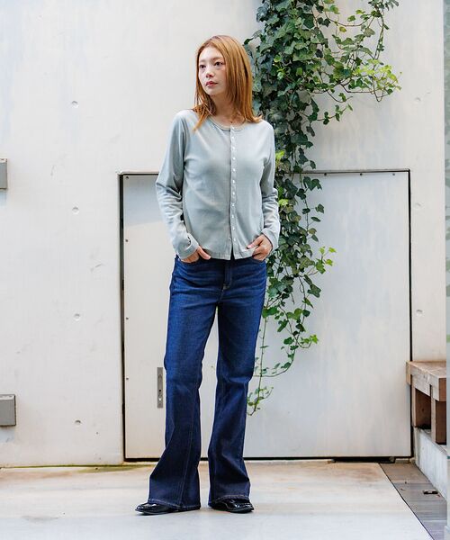 Rouge vif la cle / ルージュ・ヴィフ ラクレ カーディガン・ボレロ | 【Le Melange/ル・メランジュ】ベロアボーダーカーディガン/ベロア/カー | 詳細9