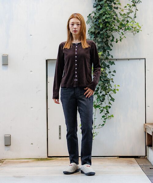 Rouge vif la cle / ルージュ・ヴィフ ラクレ カーディガン・ボレロ | 【Le Melange/ル・メランジュ】ベロアボーダーカーディガン/ベロア/カー | 詳細13