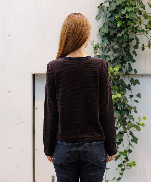 Rouge vif la cle / ルージュ・ヴィフ ラクレ カーディガン・ボレロ | 【Le Melange/ル・メランジュ】ベロアボーダーカーディガン/ベロア/カー | 詳細17