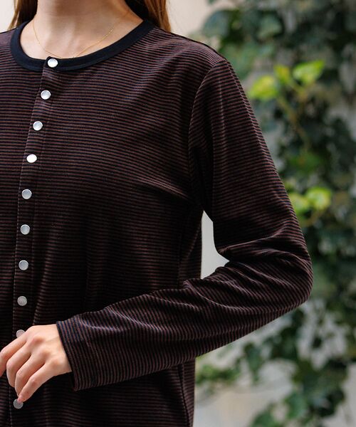 Rouge vif la cle / ルージュ・ヴィフ ラクレ カーディガン・ボレロ | 【Le Melange/ル・メランジュ】ベロアボーダーカーディガン/ベロア/カー | 詳細19