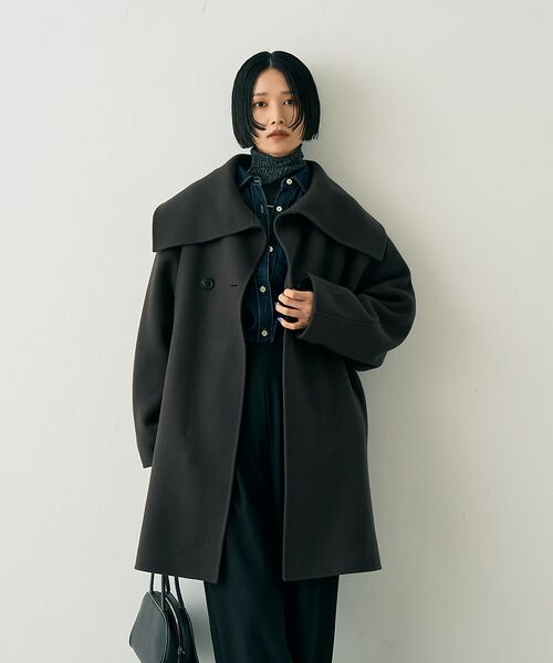 Rouge vif la cle / ルージュ・ヴィフ ラクレ その他アウター | ウール混オーバーカラーリバーコート | 詳細18