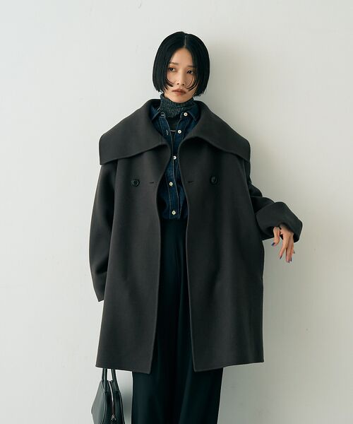 Rouge vif la cle / ルージュ・ヴィフ ラクレ その他アウター | ウール混オーバーカラーリバーコート | 詳細23