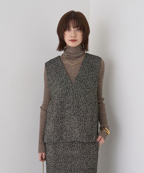 Rouge vif la cle / ルージュ・ヴィフ ラクレ ベスト | 【セットアップ対応】ポリウーリングカルゼVネックベスト | 詳細1