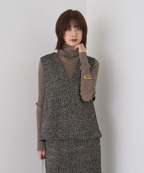 Rouge vif la cle / ルージュ・ヴィフ ラクレ ベスト | 【セットアップ対応】ポリウーリングカルゼVネックベスト | 詳細2