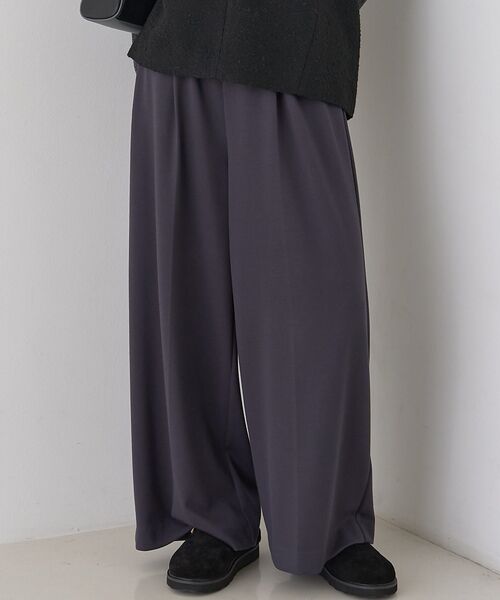 Rouge vif la cle / ルージュ・ヴィフ ラクレ パンツ | 【人気追加】ストレッチダンボールタックワイドパンツ(チャコールグレー)