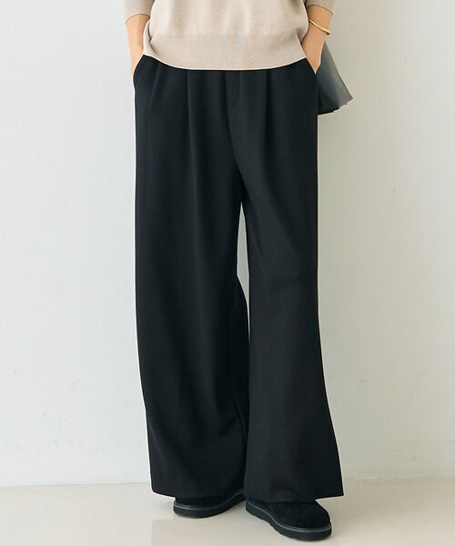 Rouge vif la cle / ルージュ・ヴィフ ラクレ パンツ | 【人気追加】ストレッチダンボールタックワイドパンツ(ブラック系その他1)