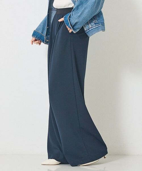 Rouge vif la cle / ルージュ・ヴィフ ラクレ パンツ | 【人気追加】ストレッチダンボールタックワイドパンツ（ネイビー）