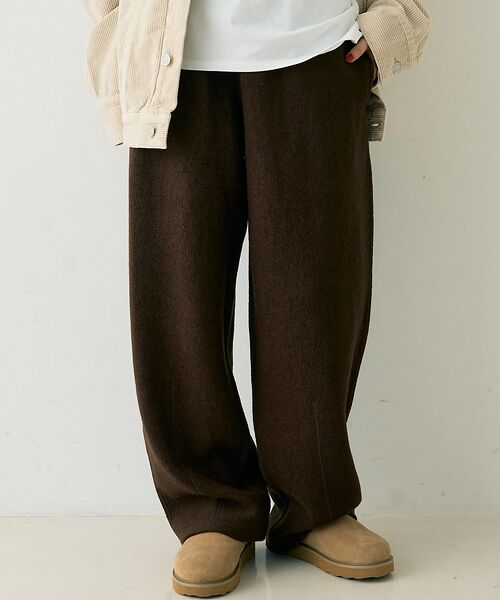 Rouge vif la cle / ルージュ・ヴィフ ラクレ パンツ | ウール起毛ジャージーカーブパンツ（ブラウン）