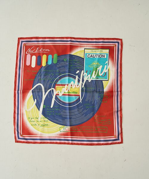 Rouge vif la cle / ルージュ・ヴィフ ラクレ バンダナ・スカーフ | 【manipuri/マニプリ】レコード柄シルクスカーフ 65×65 | 詳細1