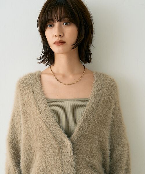 Rouge vif la cle / ルージュ・ヴィフ ラクレ カーディガン・ボレロ | 【2点セット】ファーニットカーデ×リブニットキャミ アンサンブル | 詳細10