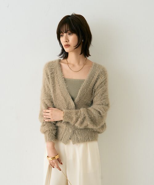 Rouge vif la cle / ルージュ・ヴィフ ラクレ カーディガン・ボレロ | 【2点セット】ファーニットカーデ×リブニットキャミ アンサンブル | 詳細2