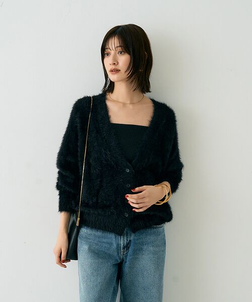 Rouge vif la cle / ルージュ・ヴィフ ラクレ カーディガン・ボレロ | 【2点セット】ファーニットカーデ×リブニットキャミ アンサンブル | 詳細24