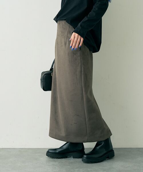 Rouge vif la cle / ルージュ・ヴィフ ラクレ ロング・マキシ丈スカート | フェイクスウェードストレッチタイトスカート/ナロースカート | 詳細22