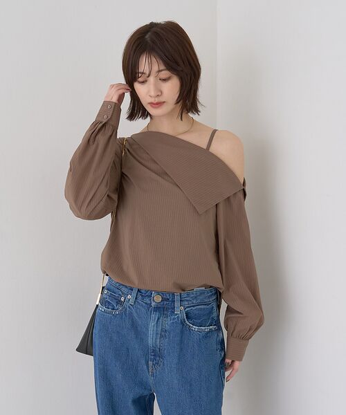 Rouge vif la cle / ルージュ・ヴィフ ラクレ シャツ・ブラウス | 【新色登場】【一部店舗限定】アシメオフショルブラウス ストライプ | 詳細3